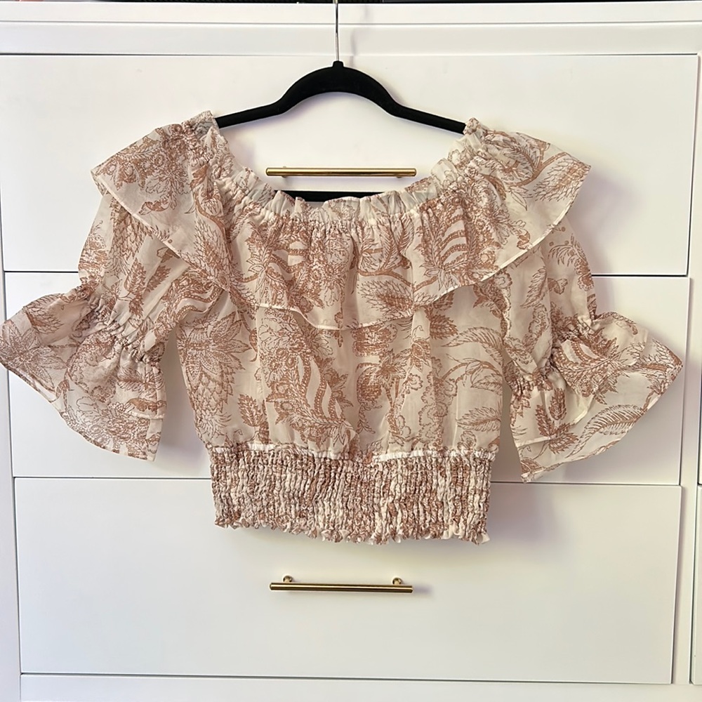 Anthropologie off the shoulder ruffle top size S